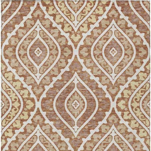 Homeroots 3' Beige Taupe Floral Washable Area Rug - Stylish Indoor Outdoor Design For Versatile Spaces 9' X 12' Polyester 585584