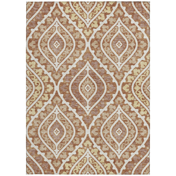 Homeroots 3' Beige Taupe Floral Washable Area Rug - Stylish Indoor Outdoor Design For Versatile Spaces 10' X 14' Polyester 585585
