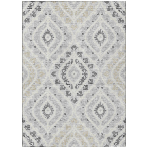 Homeroots 3' Beige Taupe Floral Washable Area Rug - Stylish Indoor Outdoor Design For Versatile Spaces 3' X 5' Polyester 585586