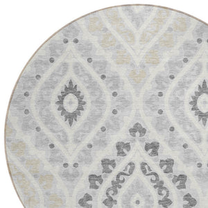 Homeroots 3' Beige Taupe Floral Washable Area Rug - Stylish Indoor Outdoor Design For Versatile Spaces 8' Round Polyester 585588