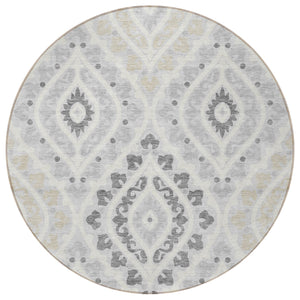 Homeroots 3' Beige Taupe Floral Washable Area Rug - Stylish Indoor Outdoor Design For Versatile Spaces 8' Round Polyester 585588