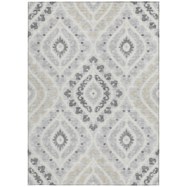 Homeroots 3' Beige Taupe Floral Washable Area Rug - Stylish Indoor Outdoor Design For Versatile Spaces 8' X 10' Polyester 585589