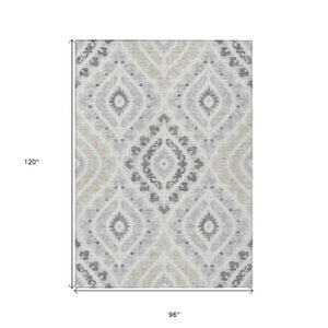 Homeroots 3' Beige Taupe Floral Washable Area Rug - Stylish Indoor Outdoor Design For Versatile Spaces 8' X 10' Polyester 585589