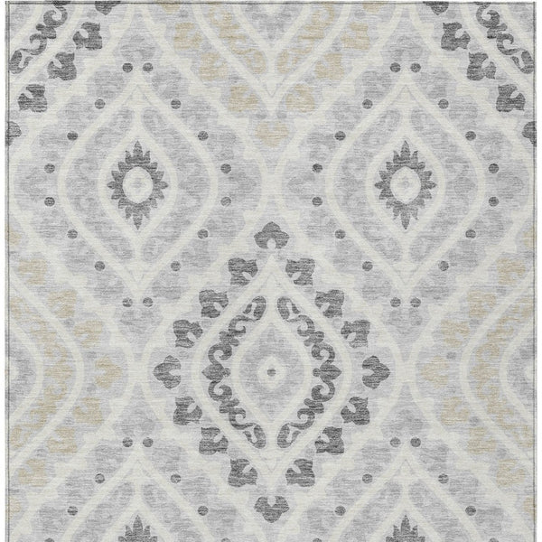 Homeroots 3' Beige Taupe Floral Washable Area Rug - Stylish Indoor Outdoor Design For Versatile Spaces 8' X 10' Polyester 585589