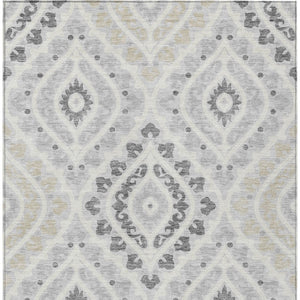Homeroots 3' Beige Taupe Floral Washable Area Rug - Stylish Indoor Outdoor Design For Versatile Spaces 9' X 12' Polyester 585590