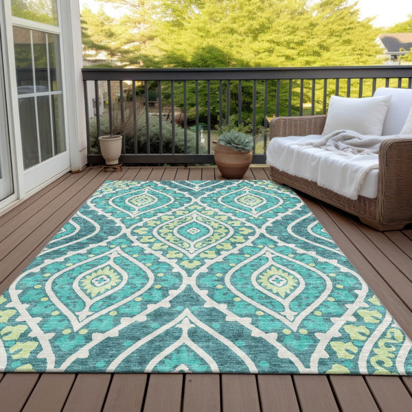 Homeroots 3' Beige Taupe Floral Washable Area Rug - Stylish Indoor Outdoor Design For Versatile Spaces 5' X 8' Polyester 585593