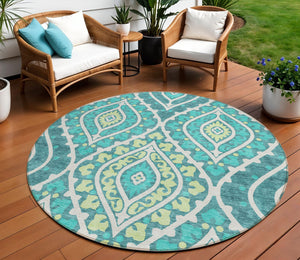 Homeroots 3' Beige Taupe Floral Washable Area Rug - Stylish Indoor Outdoor Design For Versatile Spaces 8' Round Polyester 585594