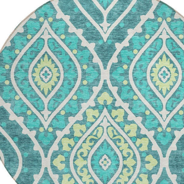 Homeroots 3' Beige Taupe Floral Washable Area Rug - Stylish Indoor Outdoor Design For Versatile Spaces 8' Round Polyester 585594