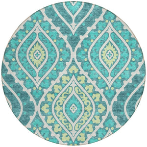 Homeroots 3' Beige Taupe Floral Washable Area Rug - Stylish Indoor Outdoor Design For Versatile Spaces 8' Round Polyester 585594