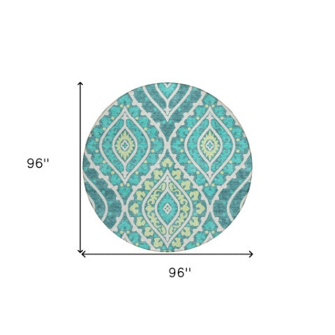 Homeroots 3' Beige Taupe Floral Washable Area Rug - Stylish Indoor Outdoor Design For Versatile Spaces 8' Round Polyester 585594