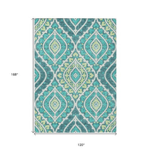 Homeroots 3' Beige Taupe Floral Washable Area Rug - Stylish Indoor Outdoor Design For Versatile Spaces 10' X 14' Polyester 585597