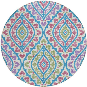 Homeroots 3' Beige Taupe Floral Washable Area Rug - Stylish Indoor Outdoor Design For Versatile Spaces 8' Round Polyester 585600