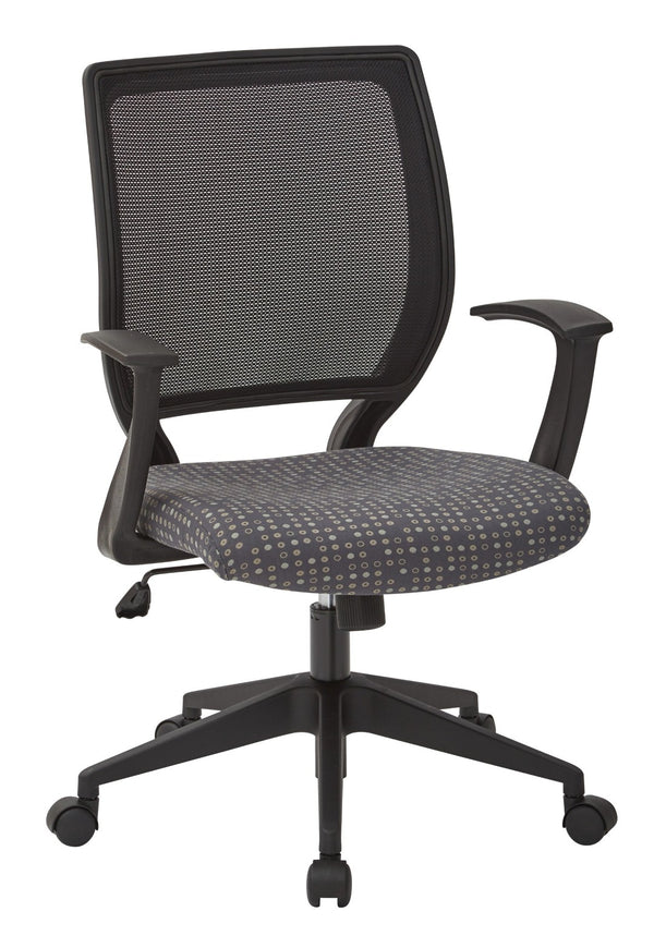 OSP Home Furnishings Screen Back Mesh Task Chair with Lumbar Support and T Arms for Home Office Use Ash EM51022N-K102