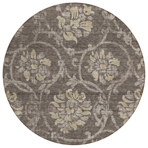 HomeRoots 5' Timeless Floral Washable Area Rug for Indoor & Outdoor Use - Durable, Stain-Resistant, Versatile Design 8' Round 585618