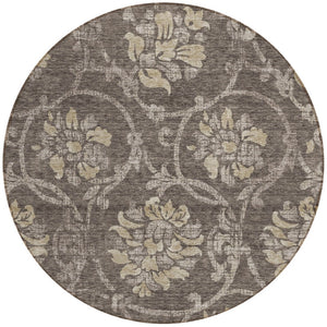 HomeRoots 5' Timeless Floral Washable Area Rug for Indoor & Outdoor Use - Durable, Stain-Resistant, Versatile Design 8' Round 585618