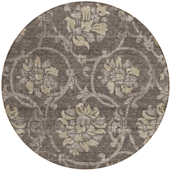 HomeRoots 5' Timeless Floral Washable Area Rug for Indoor & Outdoor Use - Durable, Stain-Resistant, Versatile Design 8' Round 585618