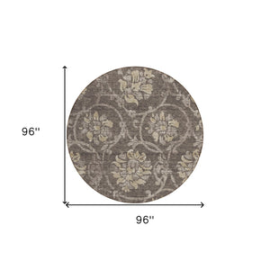 HomeRoots 5' Timeless Floral Washable Area Rug for Indoor & Outdoor Use - Durable, Stain-Resistant, Versatile Design 8' Round 585618