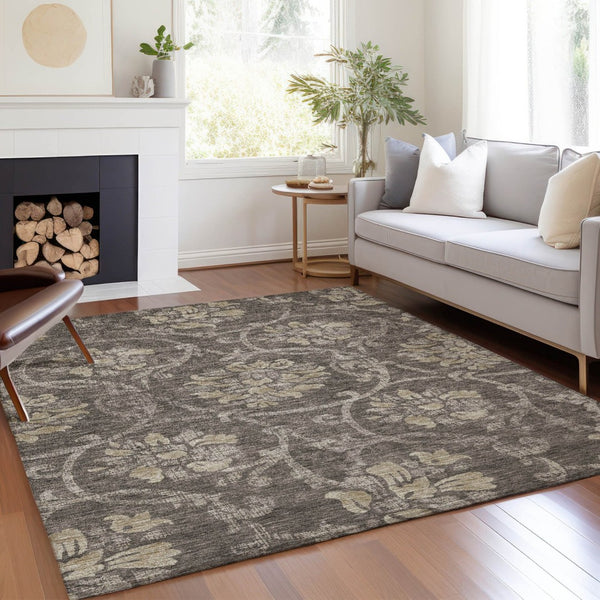 HomeRoots 5' Timeless Floral Washable Area Rug for Indoor & Outdoor Use - Durable, Stain-Resistant, Versatile Design 8' X 10' 585619