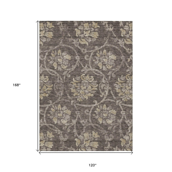HomeRoots 5' Timeless Floral Washable Area Rug for Indoor & Outdoor Use - Durable, Stain-Resistant, Versatile Design 10' X 14' 585621