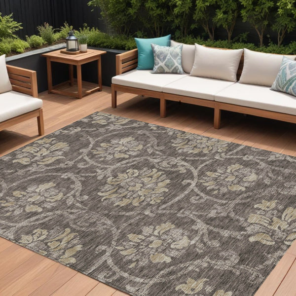HomeRoots 5' Timeless Floral Washable Area Rug for Indoor & Outdoor Use - Durable, Stain-Resistant, Versatile Design 10' X 14' 585621