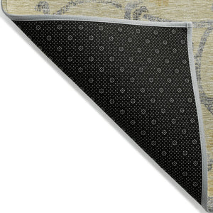 HomeRoots 5' Durable Floral Washable Area Rug in Gold Gray Charcoal - Perfect for Indoor & Outdoor Use 5' X 8' 585629
