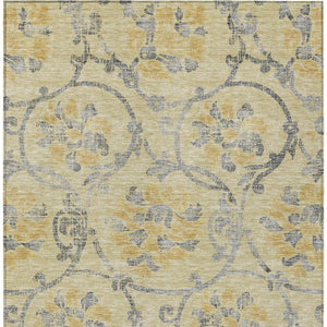 HomeRoots 5' Durable Floral Washable Area Rug in Gold Gray Charcoal - Perfect for Indoor & Outdoor Use 8' X 10' 585631