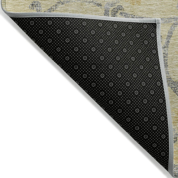 HomeRoots 5' Durable Floral Washable Area Rug in Gold Gray Charcoal - Perfect for Indoor & Outdoor Use 8' X 10' 585631