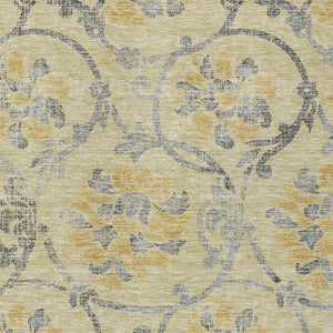 HomeRoots 5' Durable Floral Washable Area Rug in Gold Gray Charcoal - Perfect for Indoor & Outdoor Use 8' X 10' 585631