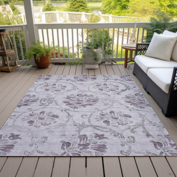 HomeRoots 5' Elegant Lavender Floral Area Rug – Durable, Washable Design for Indoor & Outdoor Spaces 5' X 8' 585647
