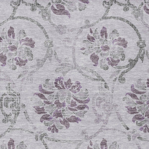 HomeRoots 5' Elegant Lavender Floral Area Rug – Durable, Washable Design for Indoor & Outdoor Spaces 5' X 8' 585647