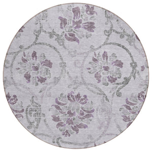 HomeRoots 5' Elegant Lavender Floral Area Rug – Durable, Washable Design for Indoor & Outdoor Spaces 8' Round 585648