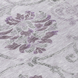 HomeRoots 5' Elegant Lavender Floral Area Rug – Durable, Washable Design for Indoor & Outdoor Spaces 8' Round 585648