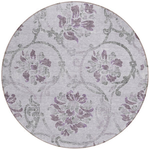 HomeRoots 5' Elegant Lavender Floral Area Rug – Durable, Washable Design for Indoor & Outdoor Spaces 8' Round 585648
