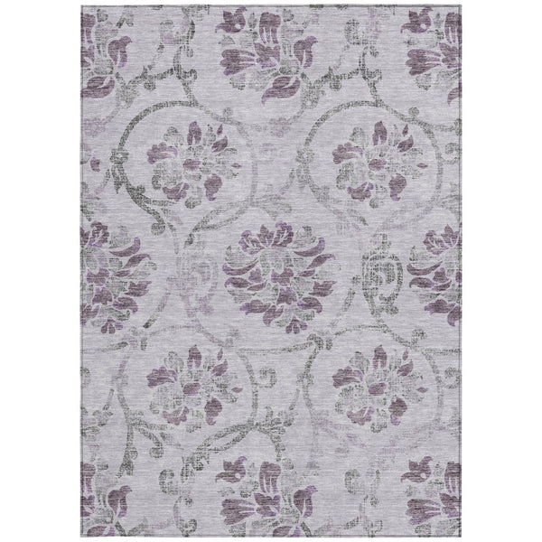 HomeRoots 5' Elegant Lavender Floral Area Rug – Durable, Washable Design for Indoor & Outdoor Spaces 8' X 10' 585649