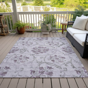 HomeRoots 5' Elegant Lavender Floral Area Rug – Durable, Washable Design for Indoor & Outdoor Spaces 8' X 10' 585649