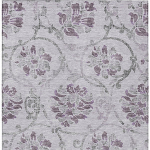 HomeRoots 9' Elegant Lavender Purple and Gray Floral Area Rug - Durable, Washable for Indoor and Outdoor Use 9' X 12' 585650