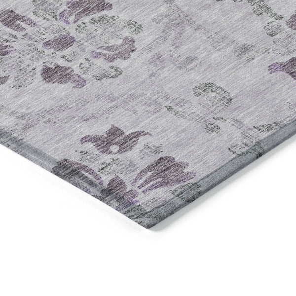 HomeRoots 9' Elegant Lavender Purple and Gray Floral Area Rug - Durable, Washable for Indoor and Outdoor Use 9' X 12' 585650