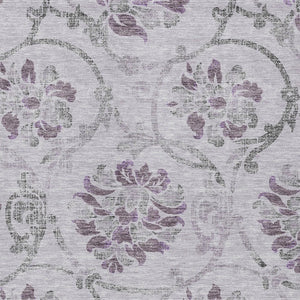 HomeRoots 9' Elegant Lavender Purple and Gray Floral Area Rug - Durable, Washable for Indoor and Outdoor Use 9' X 12' 585650