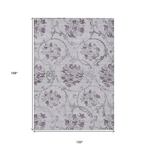 HomeRoots 5' Elegant Lavender Floral Area Rug – Durable, Washable Design for Indoor & Outdoor Spaces 10' X 14' 585651