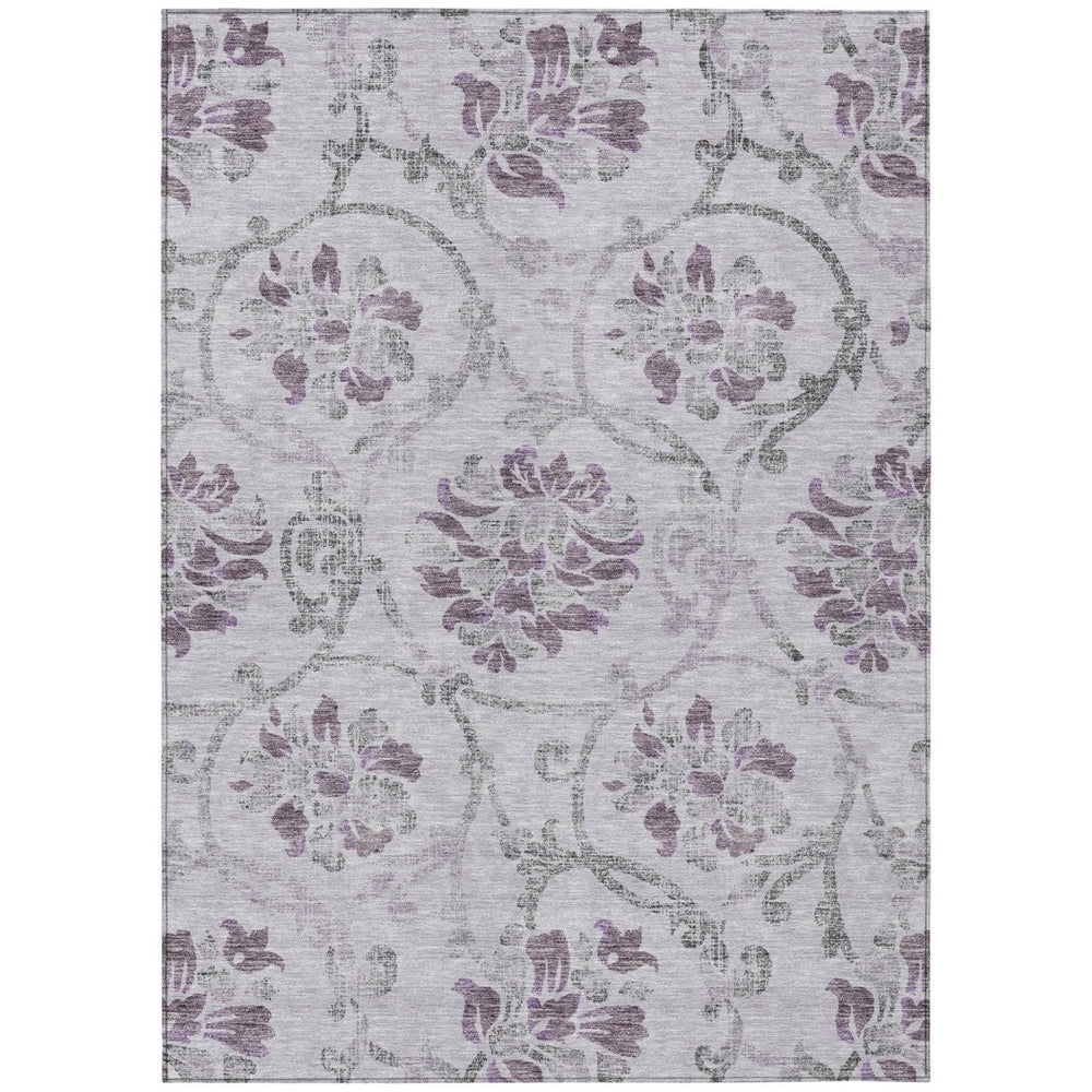 HomeRoots 5' Elegant Lavender Floral Area Rug – Durable, Washable Design for Indoor & Outdoor Spaces 10' X 14' 585651
