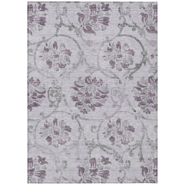 HomeRoots 5' Elegant Lavender Floral Area Rug – Durable, Washable Design for Indoor & Outdoor Spaces 10' X 14' 585651