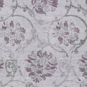 HomeRoots 5' Elegant Lavender Floral Area Rug – Durable, Washable Design for Indoor & Outdoor Spaces 10' X 14' 585651