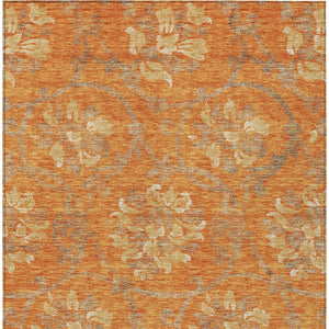 HomeRoots 9' Floral Washable Area Rug in Orange, Gray & Beige - Durable Indoor/Outdoor Decor for Any Space 9' X 12' 585656