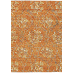 HomeRoots 9' Floral Washable Area Rug in Orange, Gray & Beige - Durable Indoor/Outdoor Decor for Any Space 9' X 12' 585656