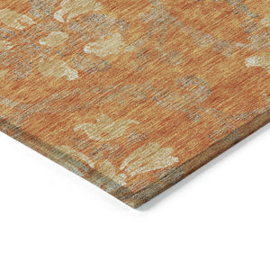 HomeRoots 9' Floral Washable Area Rug in Orange, Gray & Beige - Durable Indoor/Outdoor Decor for Any Space 9' X 12' 585656