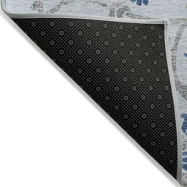 HomeRoots 9' Stylish Sky Blue and Gray Floral Area Rug - Durable, Washable Design for Indoor and Outdoor Use 9' X 12' 585662