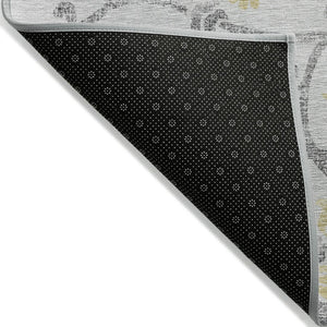 HomeRoots 5' Silver Gray and Gold Floral Area Rug - Elegant, Washable, Indoor/Outdoor Design for Any Space 8' X 10' 585667