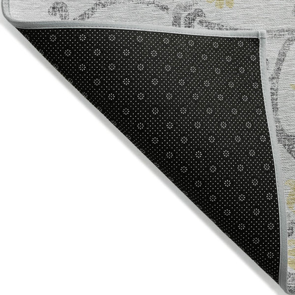 HomeRoots 9' Silver Gray and Gold Floral Area Rug - Elegant, Washable, Durable for Indoor and Outdoor Use 9' X 12' 585668