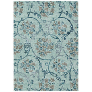 HomeRoots 9' Durable Floral Area Rug in Teal, Blue, Gray & Aqua for Indoor/Outdoor Elegance & Easy Care 9' X 12' 585674