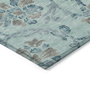HomeRoots 9' Durable Floral Area Rug in Teal, Blue, Gray & Aqua for Indoor/Outdoor Elegance & Easy Care 9' X 12' 585674